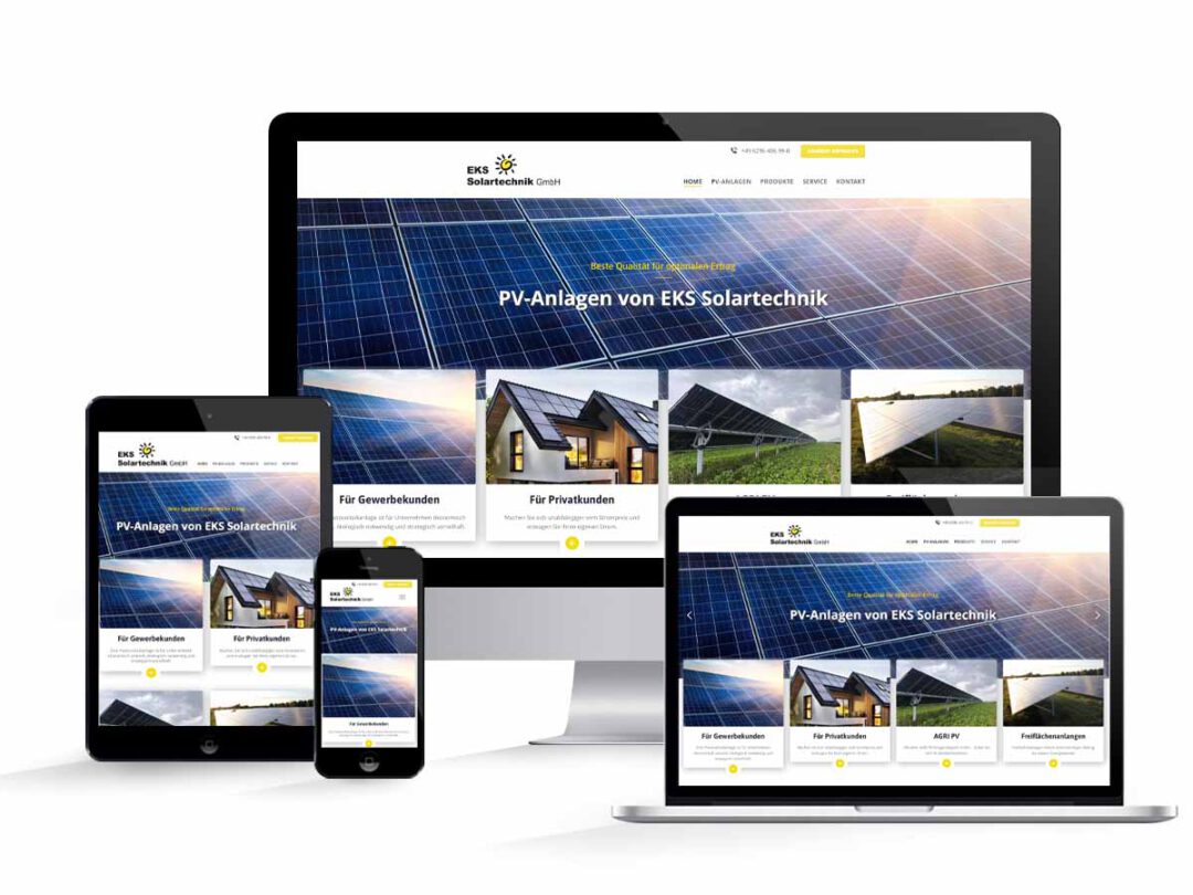 Website EKS Solartechnik Mockup-Grafik mit verschiedenen Geräten