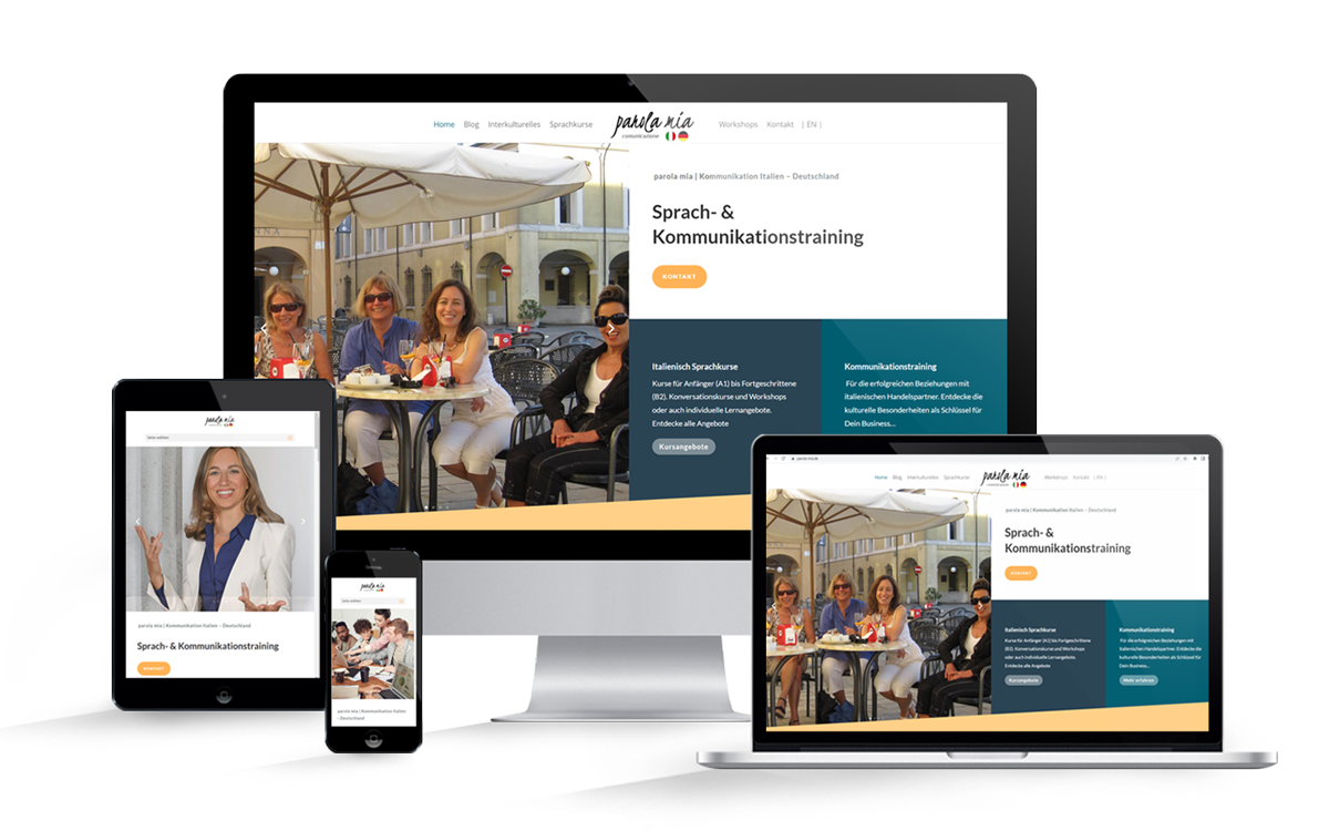 Website Mockup Startseite parola-mia.de