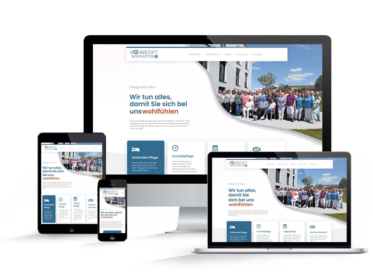 Wohnstift-Hofgarten-Website-Mockup Logo Mockup als Vorschau in Anwendungen