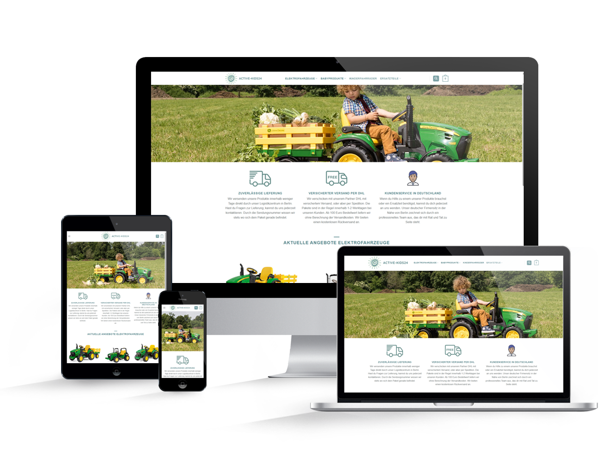 Website Mockup Startseite ACTIVE KIDS24