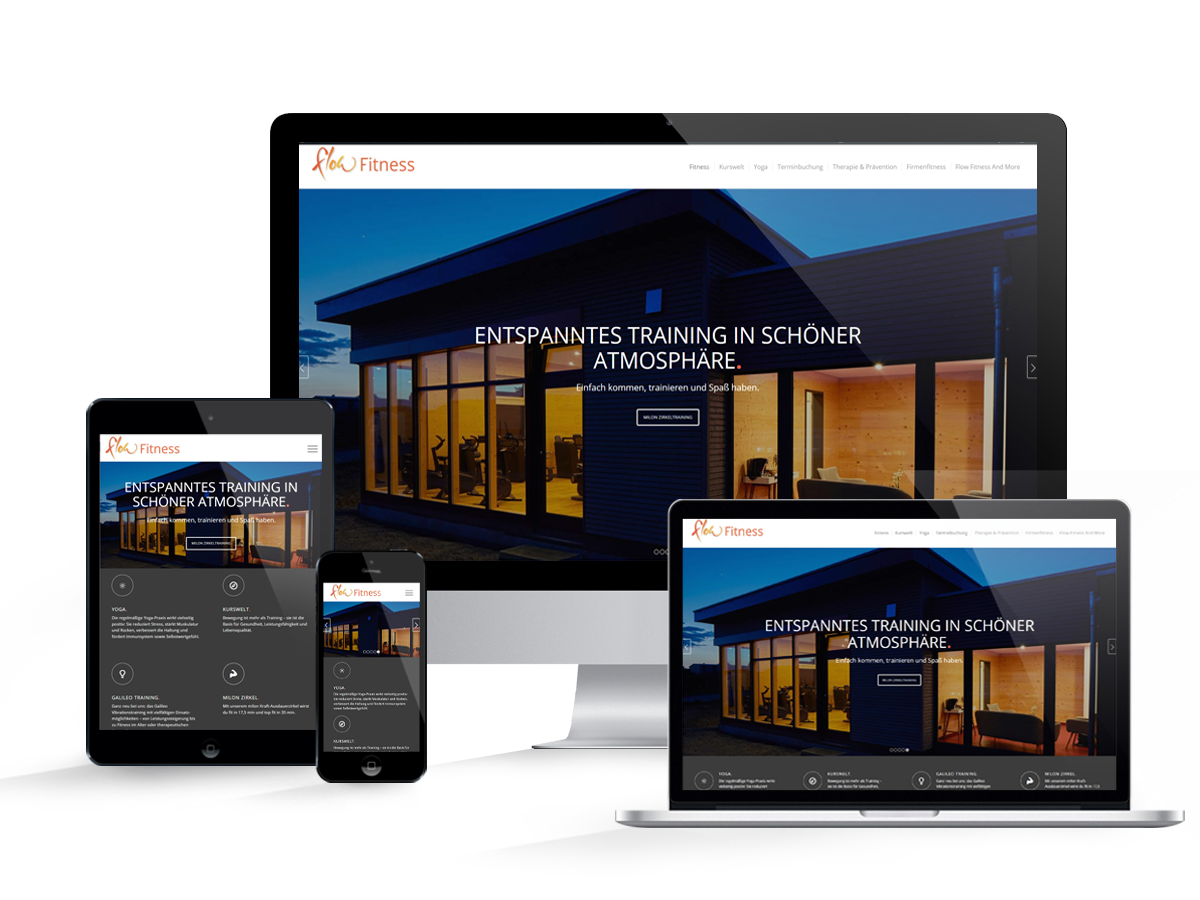 Website Mockup Flow Fitness & more